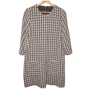 ZARA Tweed Black and White Plaid Mini Dress